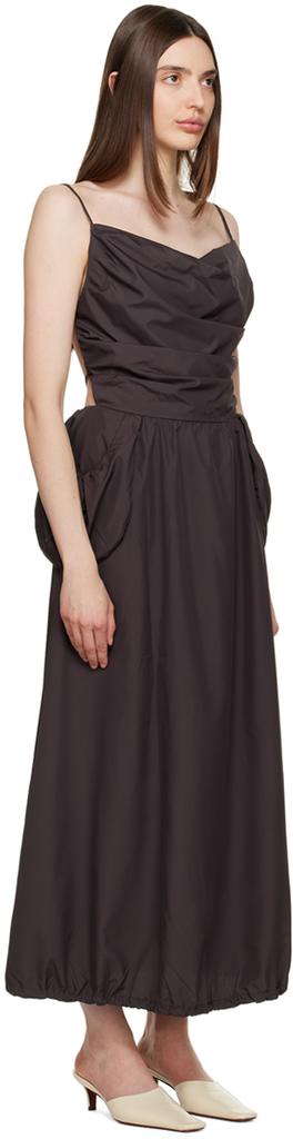 TheOpen Product Brown Gathered Midi Dress