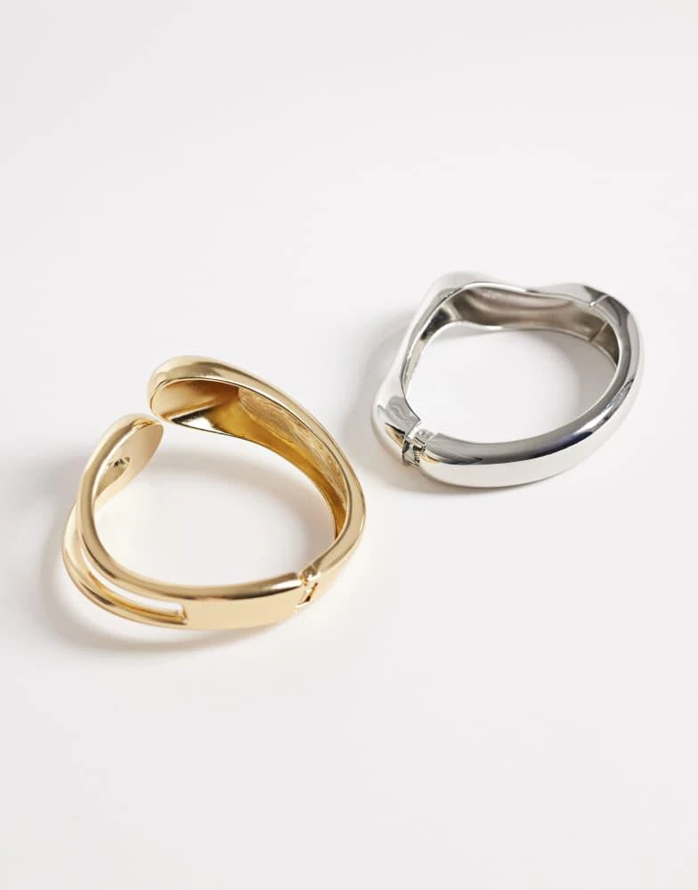 Reclaimed Vintage Reclaimed Vintage bangle 2 pack in silver and gold 3