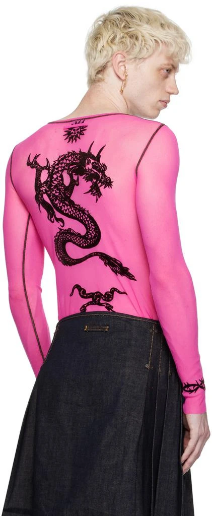 Jean Paul Gaultier Pink Flocked Long Sleeve T-Shirt 3