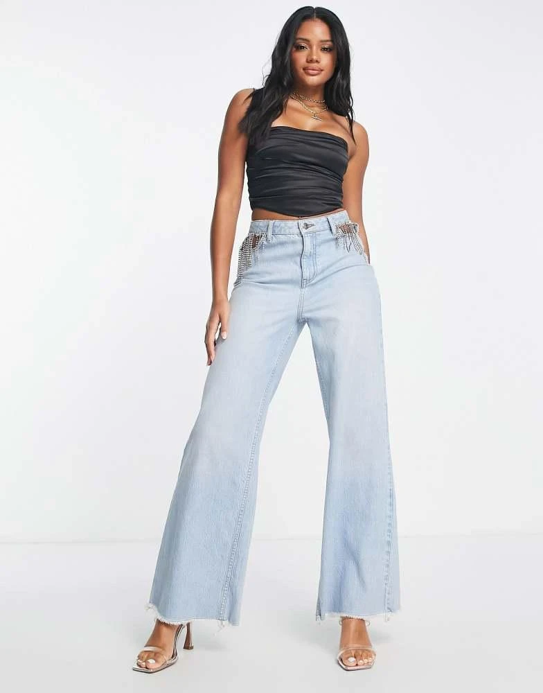 ASOS ASOS DESIGN stretch satin corset top in black 2