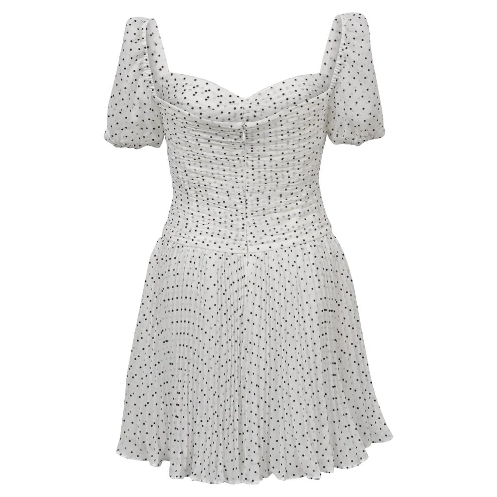 Self Portrait Polka Dot Mini Dress in White Polyester 3