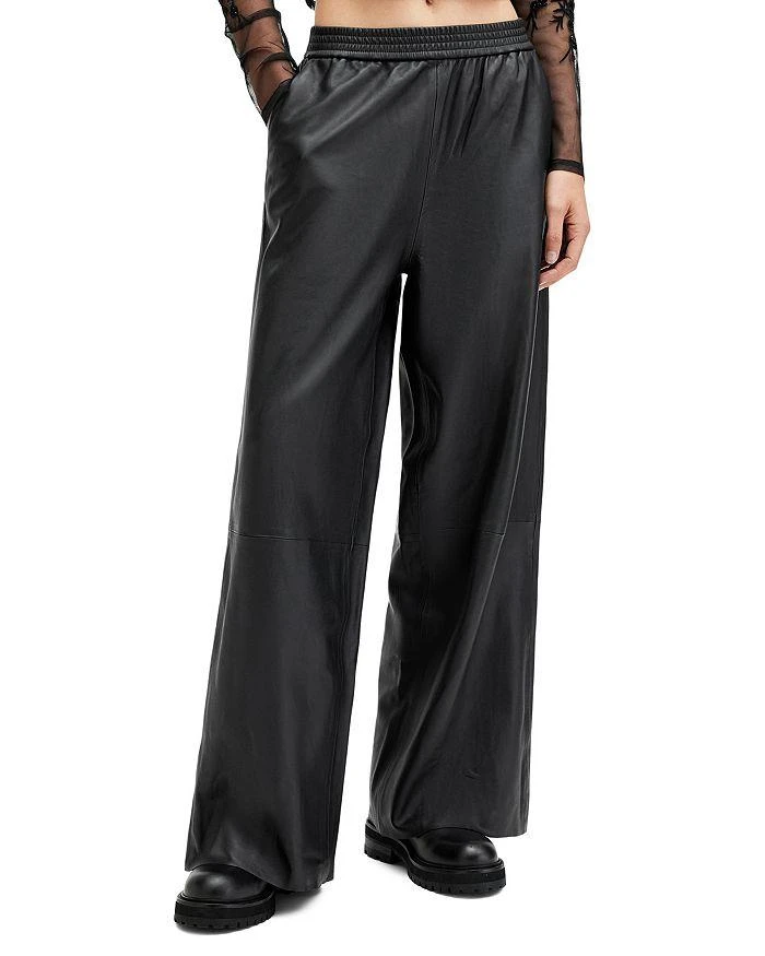 ALL SAINTS Wide Leg Leather Trousers 1