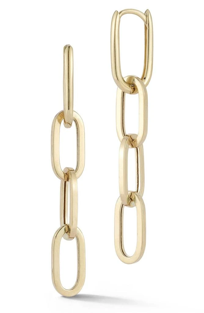 14K Yellow Gold Chain Drop Huggie Hoop Earrings – On Sale Now with