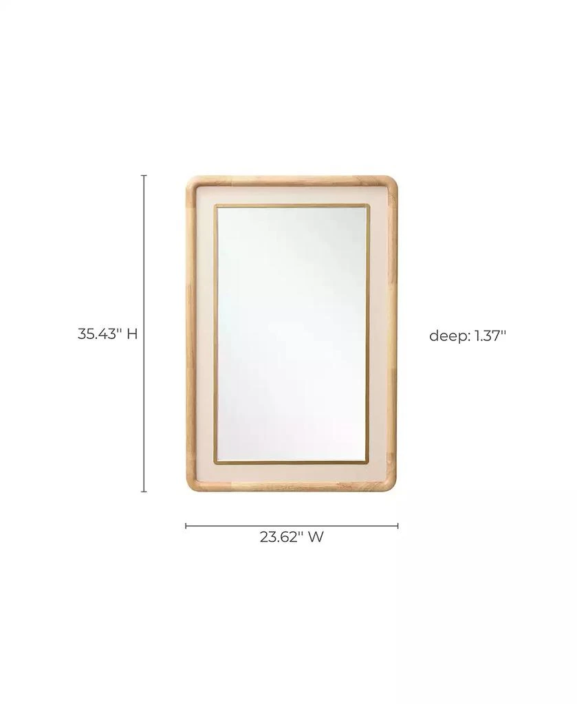 LuxenHome Rounded Rectangle Decorative Wall Mirror, 35" Rubberwood Frame with PU Leather Accent 2