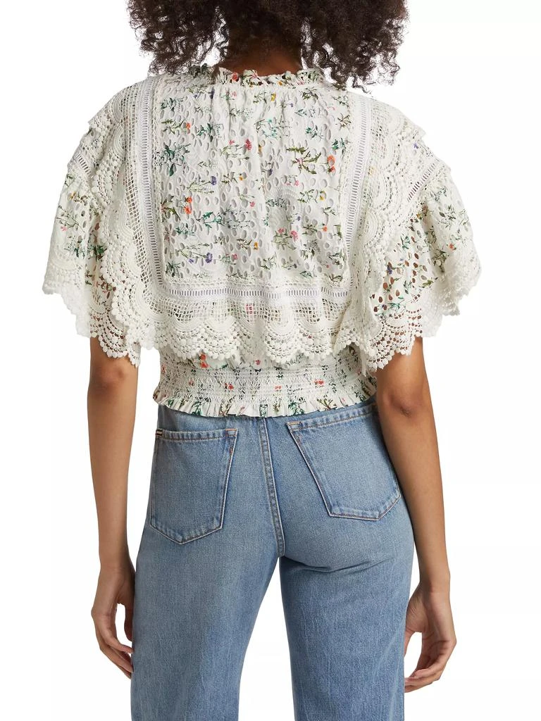 Alice + Olivia Tabitha Floral Lace Tassel Blouse 5