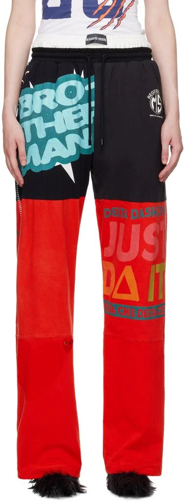 MARINE SERRE Red & Black Regenerated Graphic Lounge Pants 1