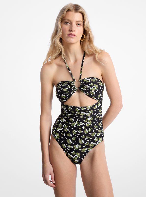 Michael Kors Floral Print Stretch Nylon Swimsuit