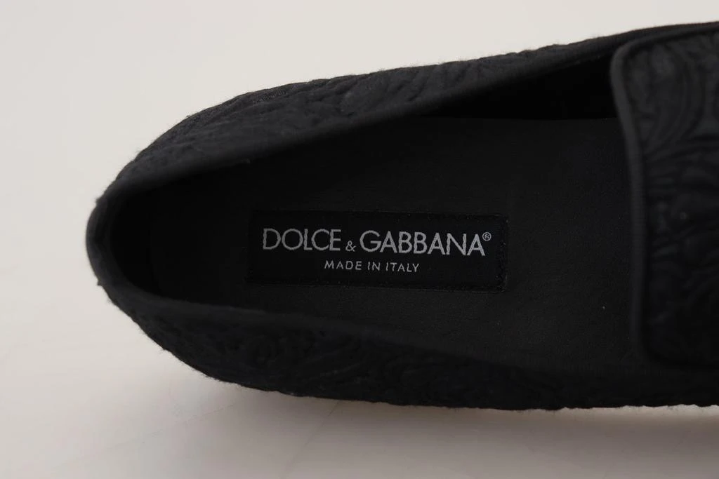 Dolce & Gabbana Dolce & Gabbana Black Floral Jacquard Slippers Loafers Shoes 9