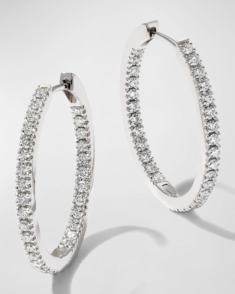 Memoire 18k White Gold Oval Hoop Earrings, 0.75tcw 1
