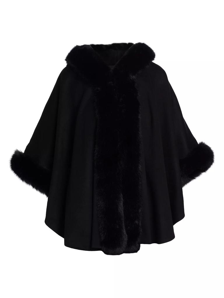 Sofia Cashmere Whipstitch Faux-Fur Hooded Cape
