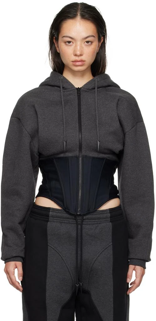 Mugler Gray Corseted Hoodie 1