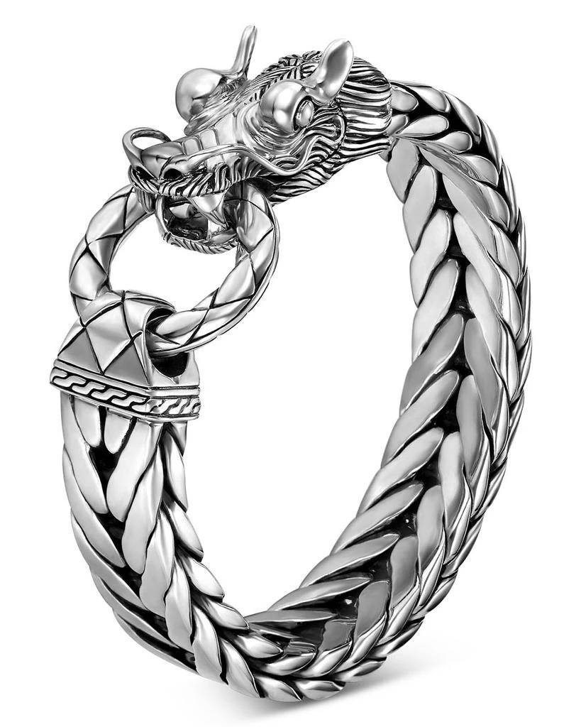 John Hardy Men's Naga Silver Dragon Head Bracelet on Fishtail Chain 3