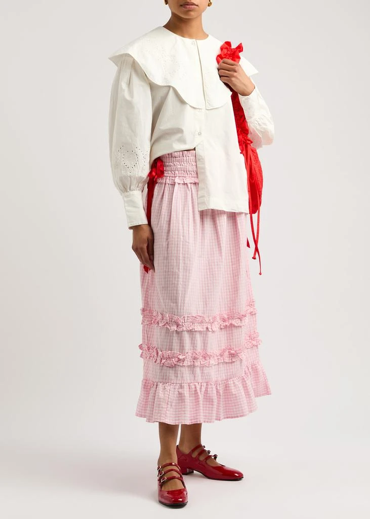 DAMSON MADDER Olivia gingham cotton midi skirt  4
