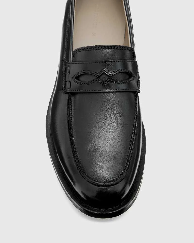 AllSaints Harmon leather loafers in black – On Sale Now with  display picture 1