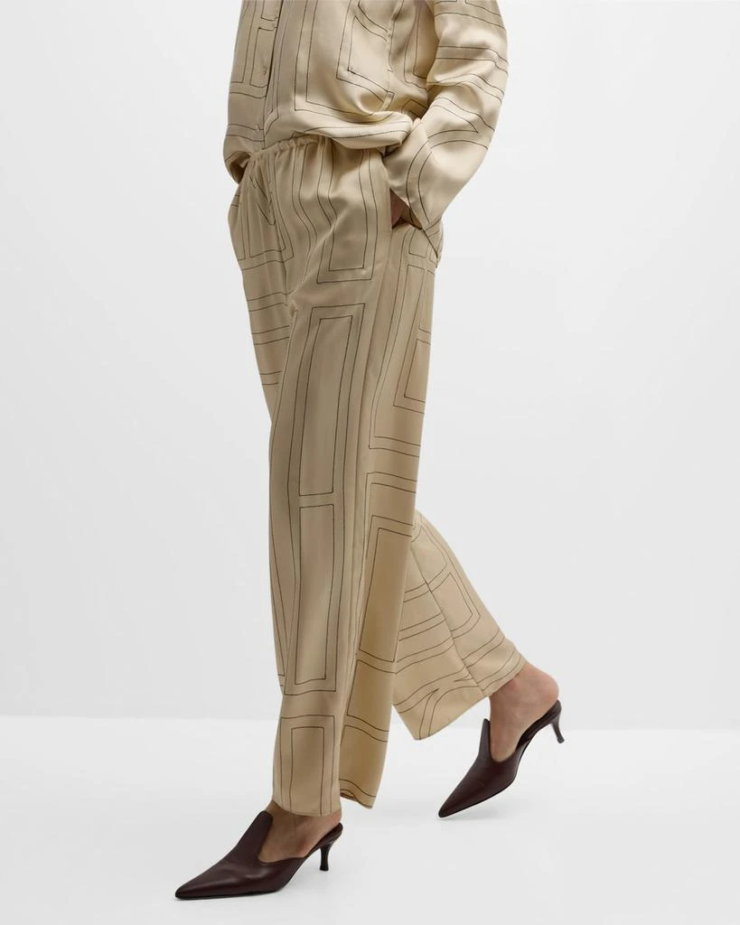 Totême Monogram-Embroidered Silk Pajama Pants 7