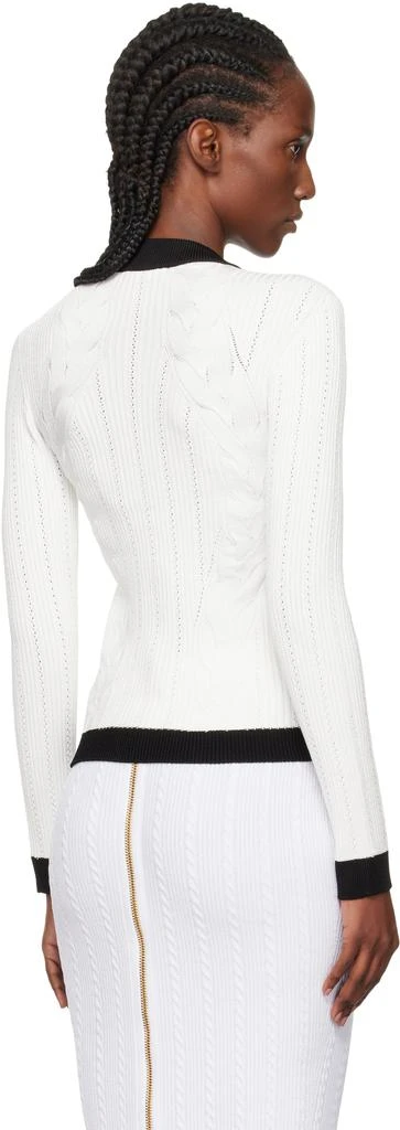 Balmain White 
Black Cable-Knit Cardigan 3