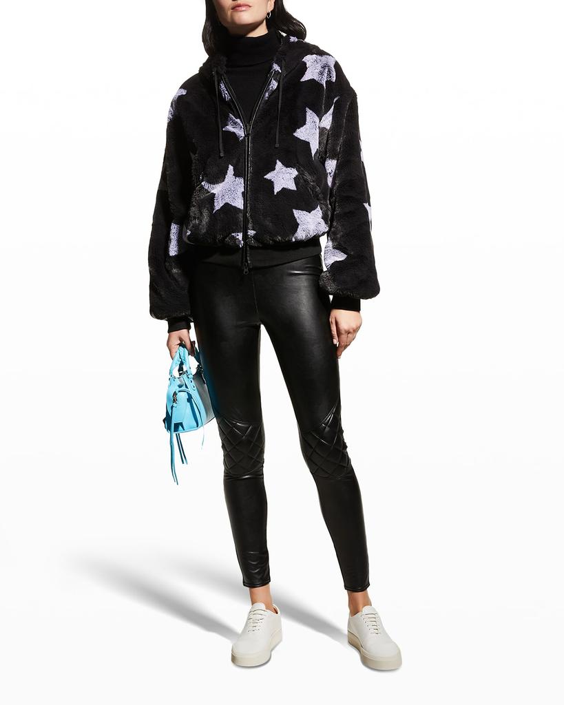 Blanc Noir Faux-Fur Reversible Star Hoodie