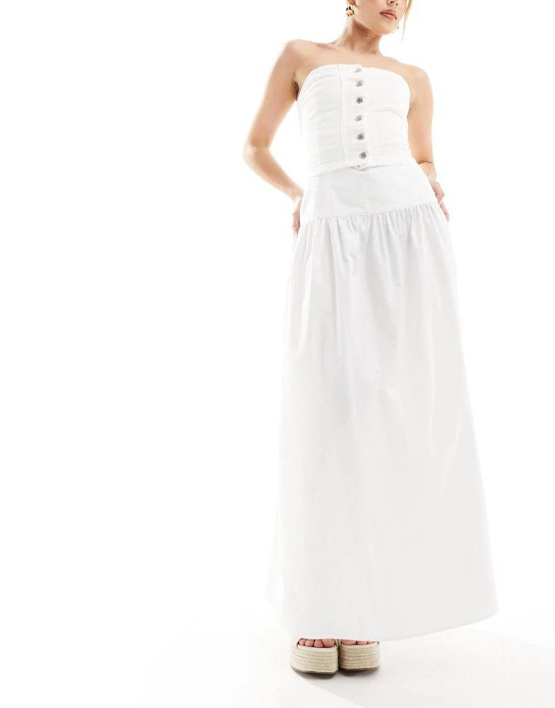 ASOS ASOS DESIGN dropped waist cotton poplin maxi skirt in white 5