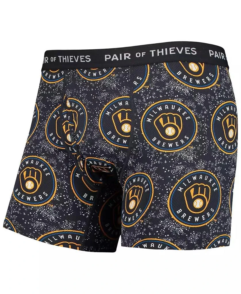 Pair Of Thieves Men's White and Navy Milwaukee Brewers Super Fit 2-Pack Boxer Briefs Set 3