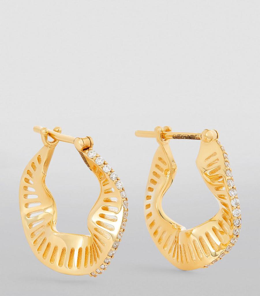 L'ATELIER NAWBAR Yellow Gold and Diamond Cosmic Rays Hoop Earrings