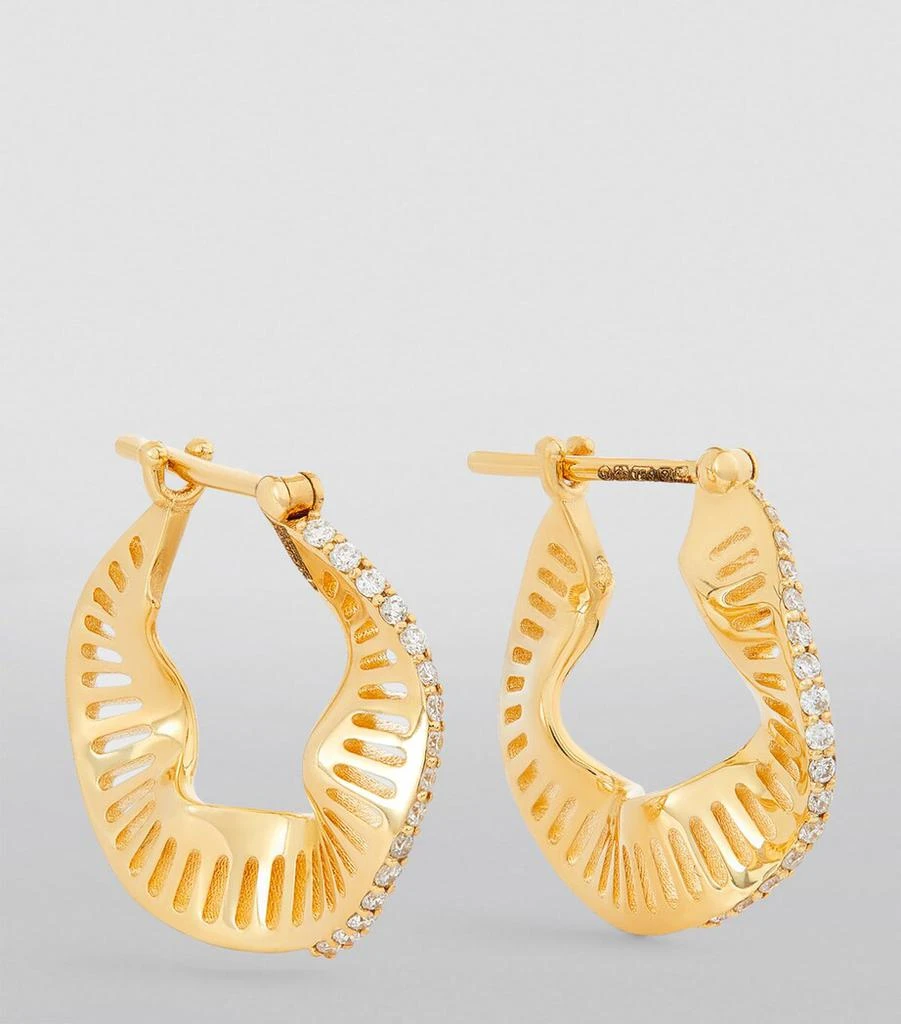 L'ATELIER NAWBAR Yellow Gold and Diamond Cosmic Rays Hoop Earrings 2
