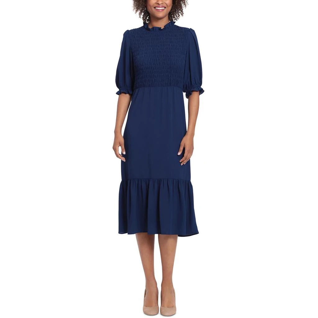 Maggy London Womens Smocked Tiered Shift Dress 3