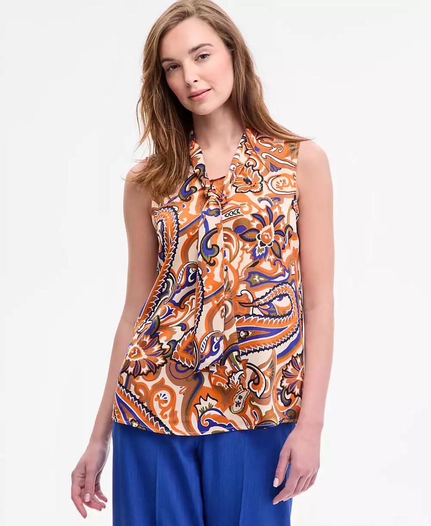 Tahari Women's Sleeveless Tie-Neck Blouse