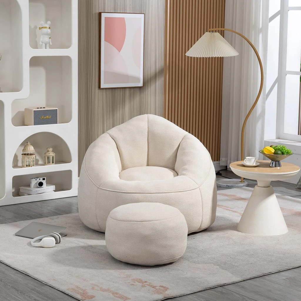 Streamdale Furniture Streamdale Compressed Foam Bean Bag Chair with Footrest 2