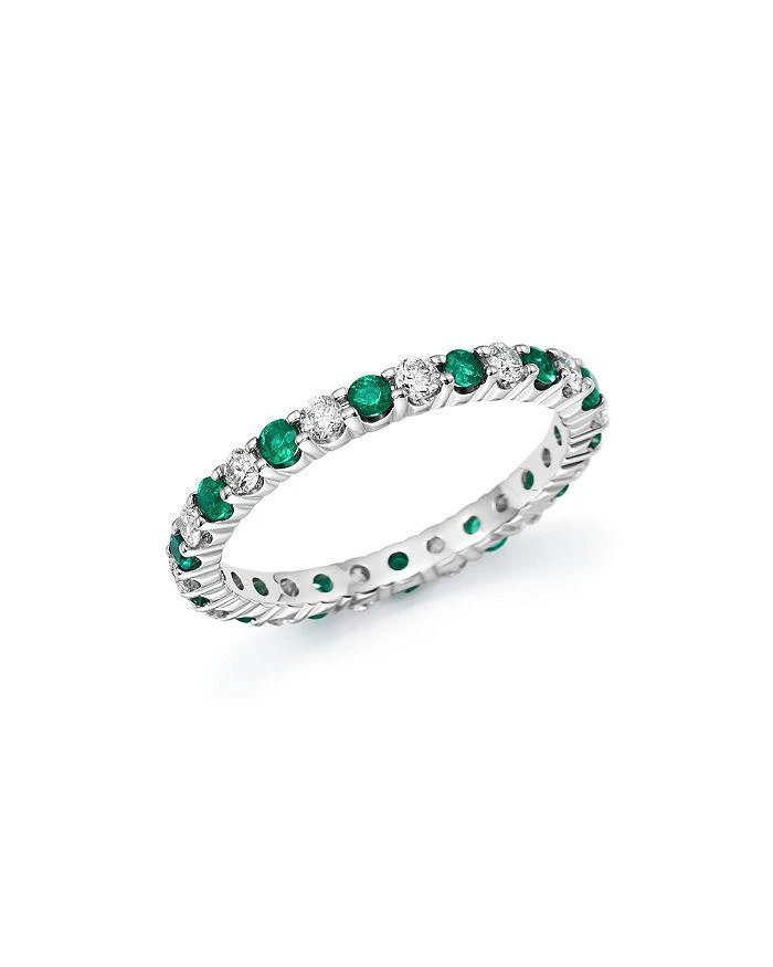 Bloomingdale's Fine Collection Diamond and Emerald Eternity Band in 14K White Gold  - Exclusive 1