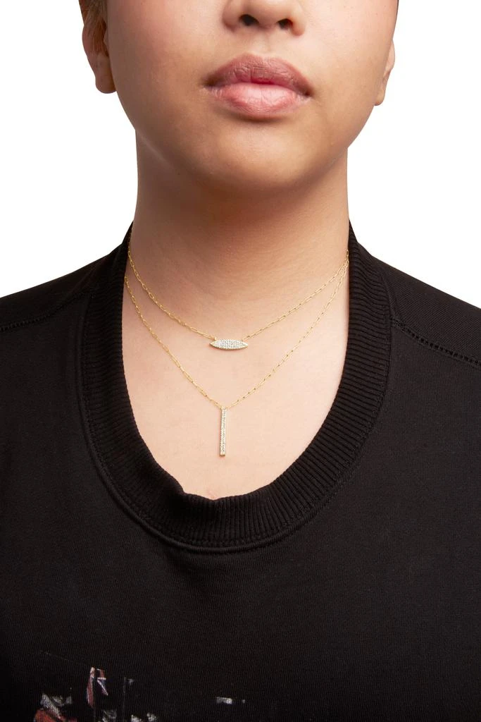 Haus of Brilliance 14K Yellow Gold 3/8 Cttw Two-Strand Marquise and Bar Charm Paper Clip Link Pendant Necklace  -18" and 20" Inch Lengths 5