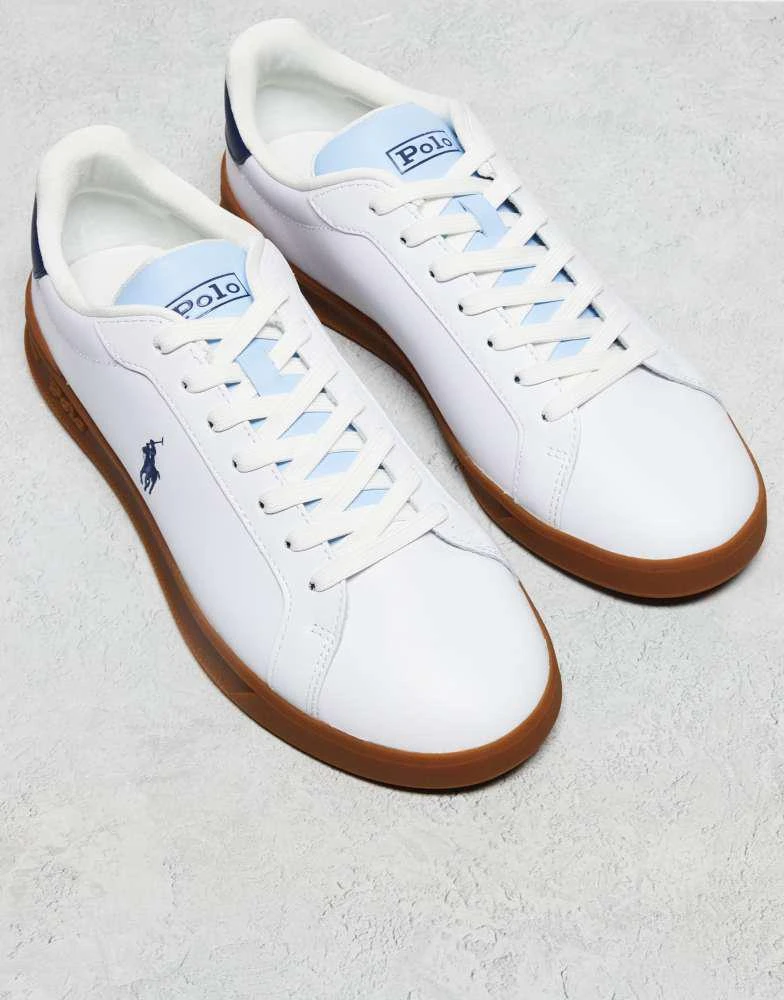 Ralph Lauren Polo Ralph Lauren Heritage Court Unisex trainer in white with gum sole and contrast tongue 3