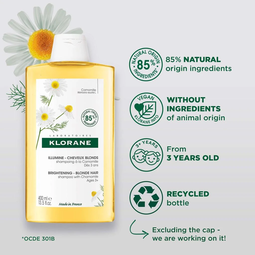 KLORANE KLORANE Brightening Shampoo with Chamomile for Blonde Hair 400ml 3