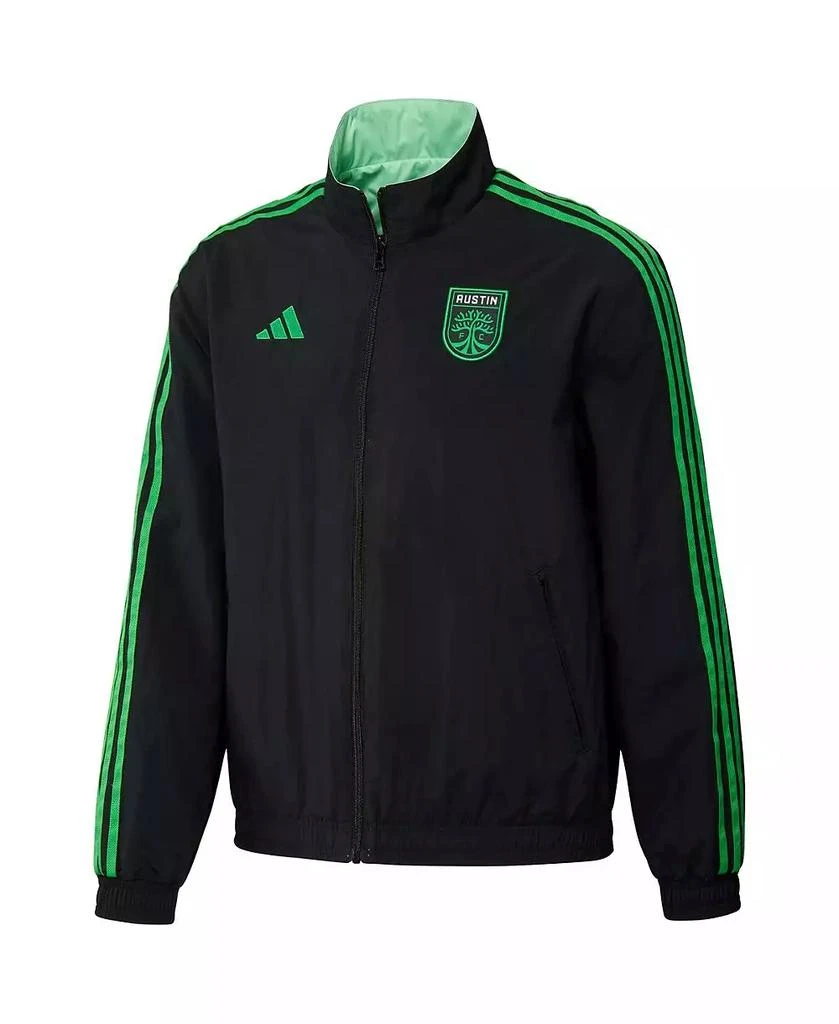 Adidas Men's Black and Green Austin FC 2023 On-Field Anthem Full-Zip Reversible Team Jacket 3
