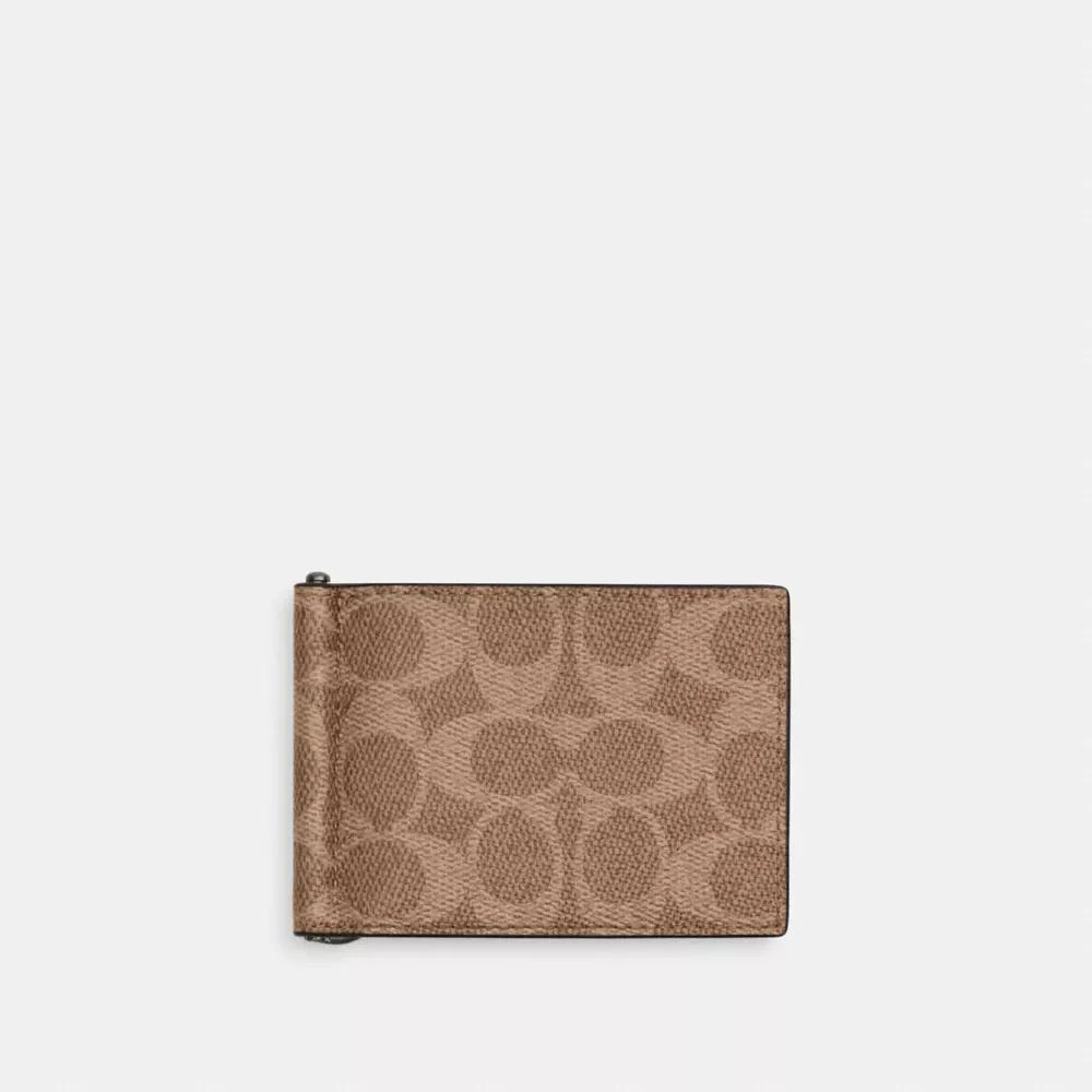 Coach Slim Money Clip Billfold Wallet In Signature Canvas 1