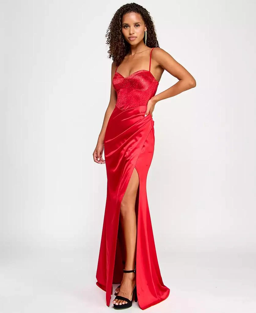 B Darlin Juniors' Satin Rhinestone Corset Gown, Created for Macy's 3
