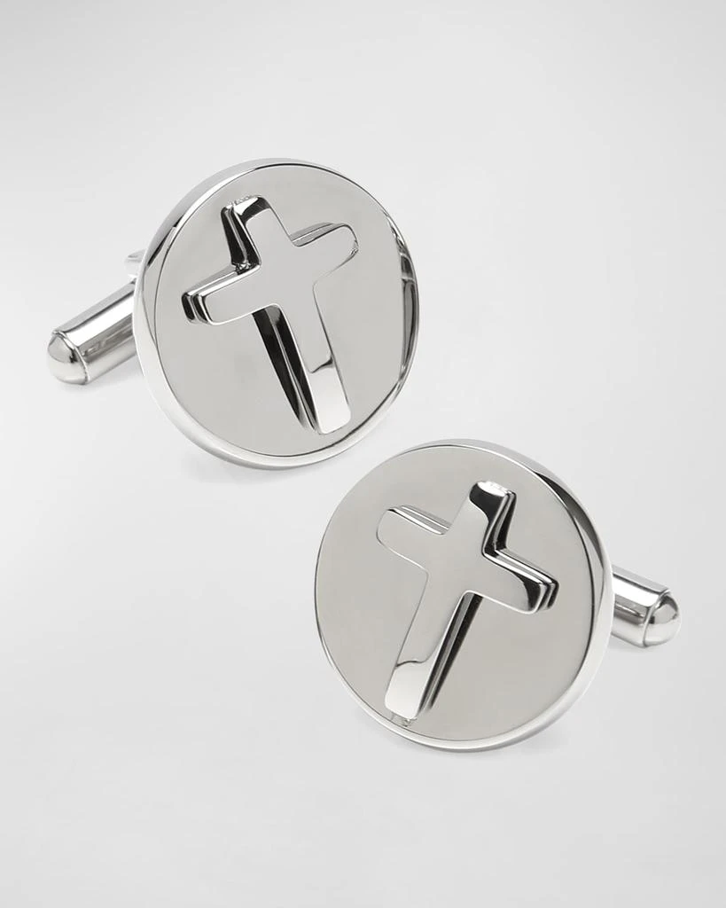 Cufflinks Inc. Cross Round Stainless Steel Cufflinks