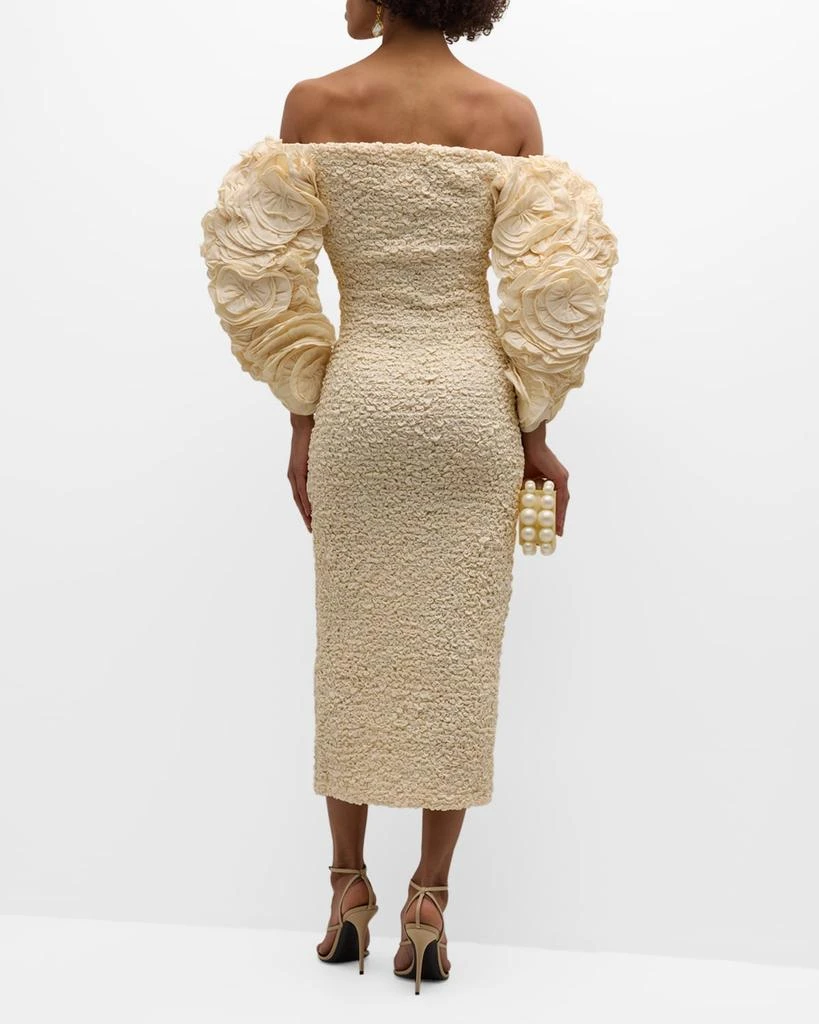 Mara Hoffman Luna Ruffle-Appliqué Smocked Bodycon Midi Dress 4