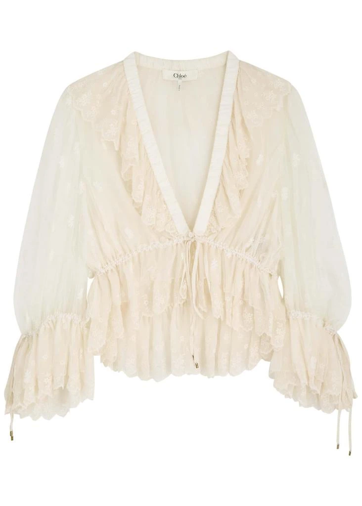 Chloé Ruffled tulle cropped blouse 1