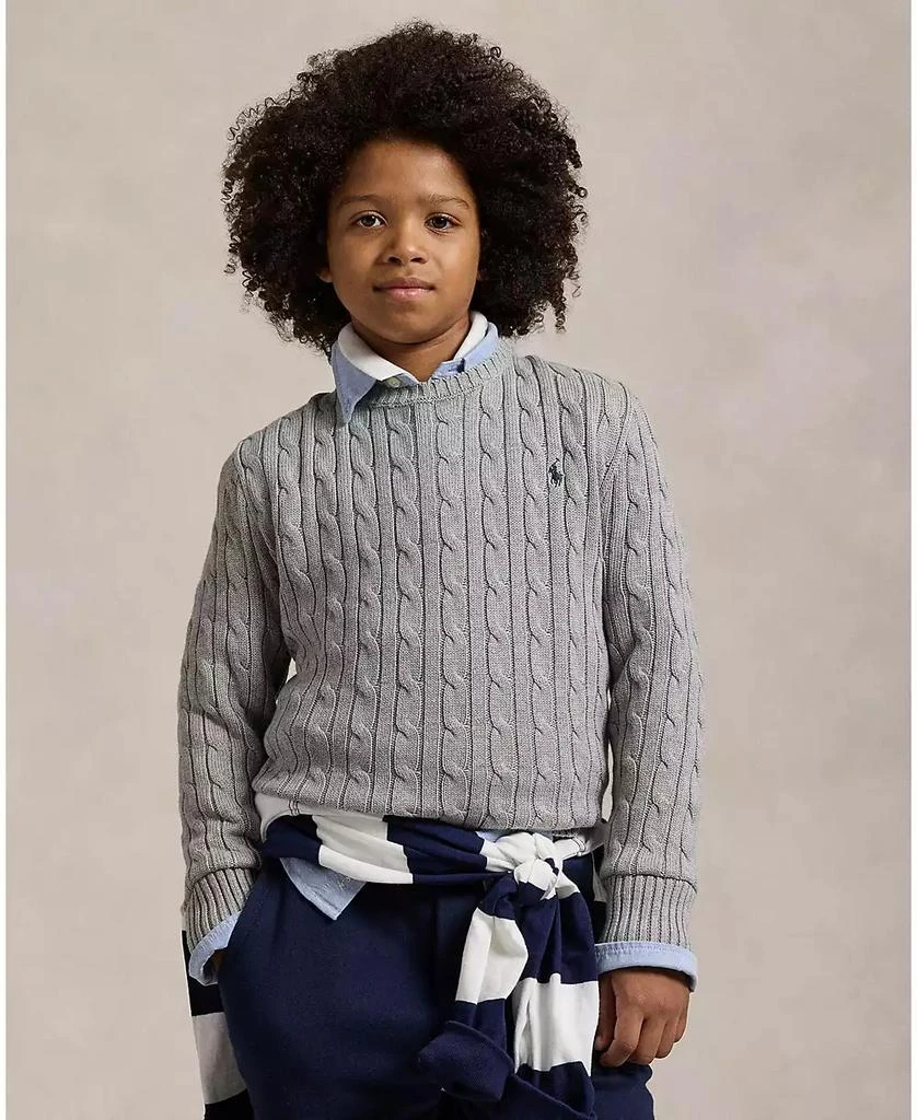 Ralph Lauren Big Boys Cable- Knit Crewneck Sweater 8