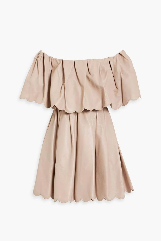 Valentino Off-the-shoulder pleated leather mini dress 1