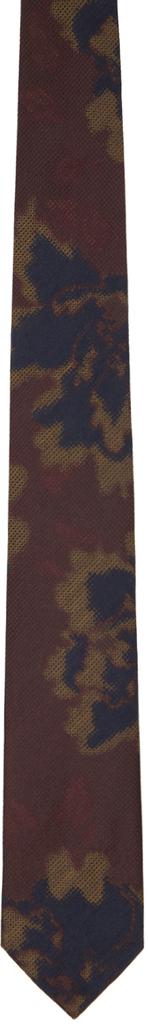 Dries Van Noten Burgundy Printed Tie