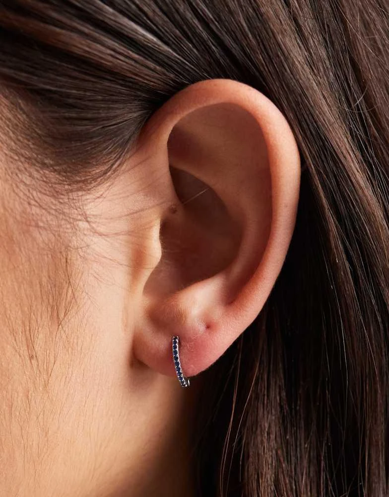 Kingsley Ryan Kingsley Ryan 8mm blue crystal hoop earrings in silver