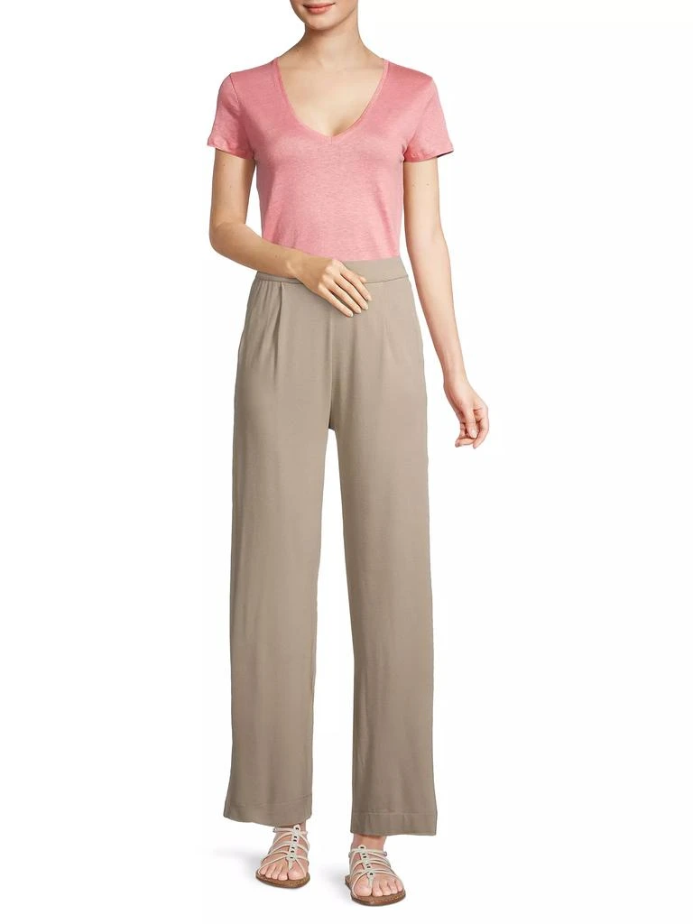 MAJESTIC FILATURES Stretch Linen V-Neck T-Shirt 2