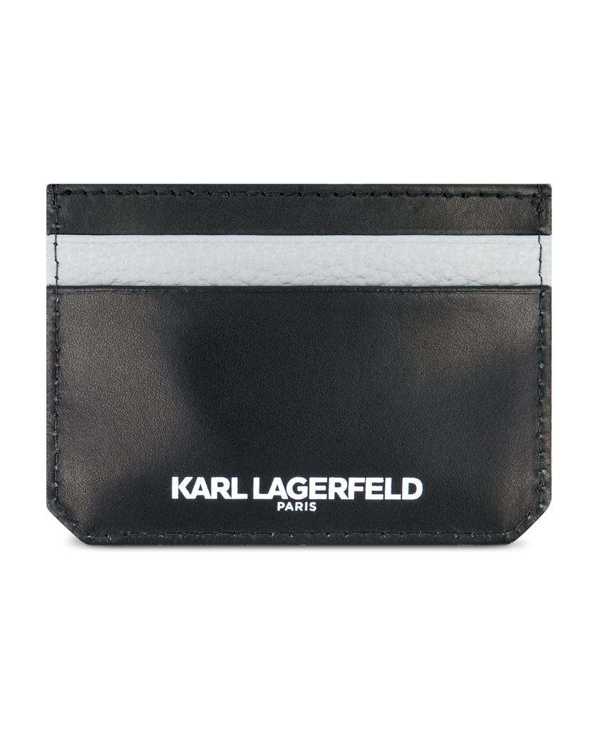 Karl Lagerfeld Paris LEATHER FLAT CARD CASE WITH NEW KARL HEAD PRINT