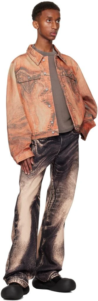 CAMPERLAB Orange Distorted Print Denim Jacket 4