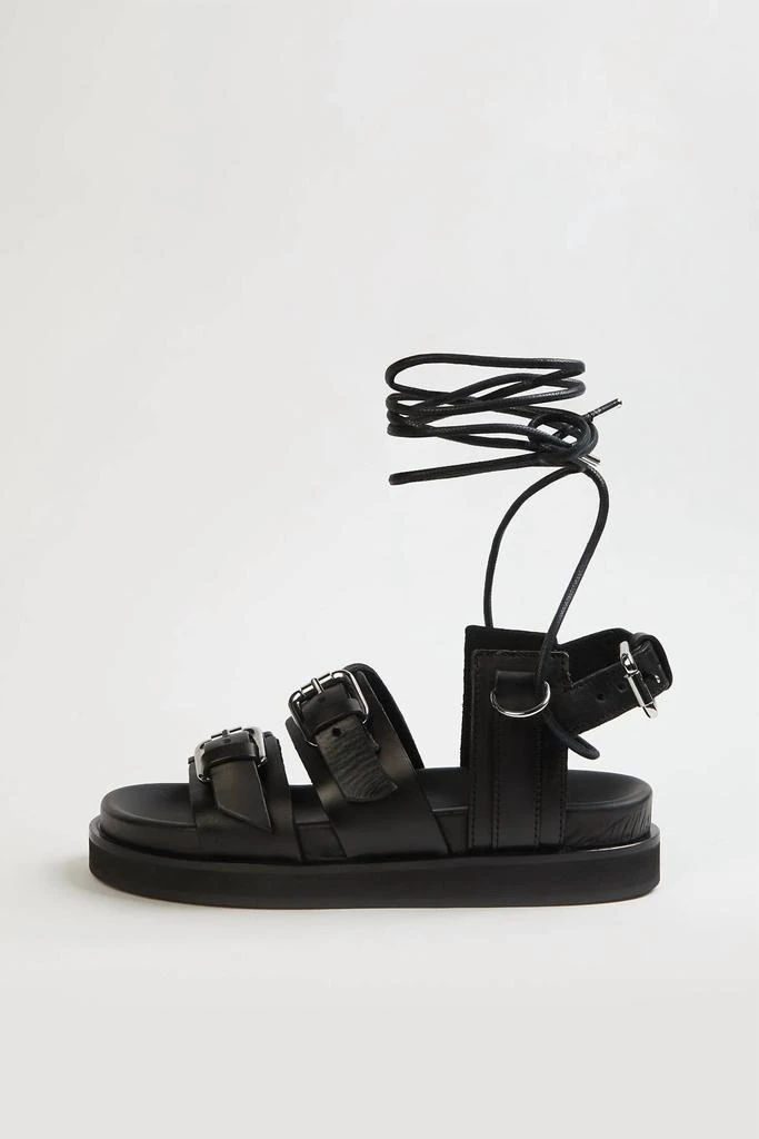 The Kooples Wedge Sandals With Ankle Tie In Black 1