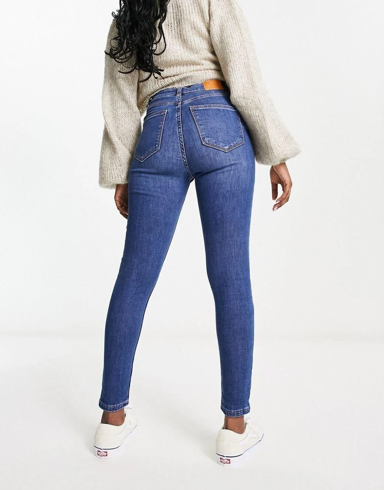 Bershka Bershka high waist ankle length skinny jean in mid blue 2