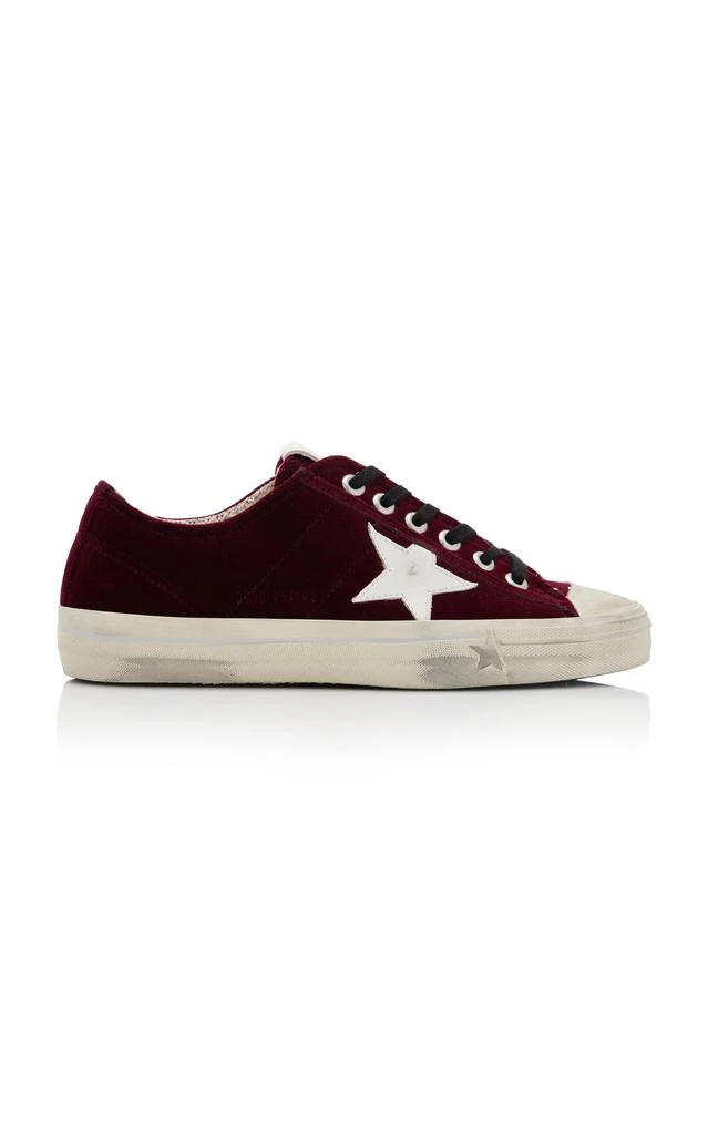Golden Goose Golden Goose - V-Star 2 Leather-Trimmed Velvet Sneakers - Red - IT 40 - Moda Operandi 1