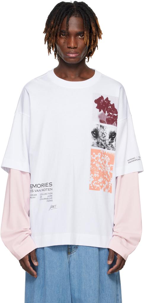 正規 DRIES VAN NOTEN Sheer Draped T-shirt Dries Van Noten Gray Sheer Draped T-shirt - T-Shirts