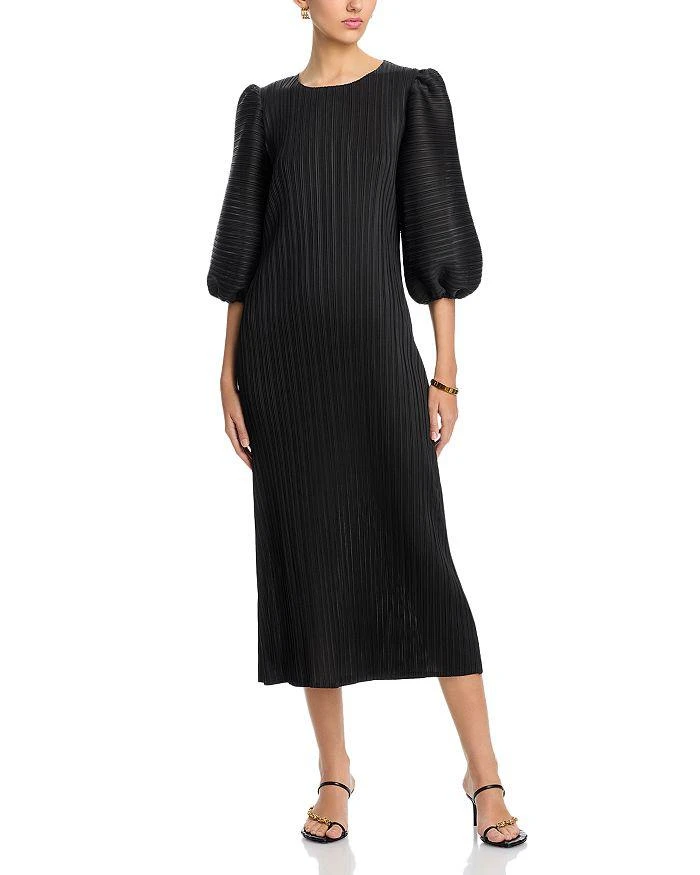 Nancy Yang Puff Sleeve Crinkled Dress 1